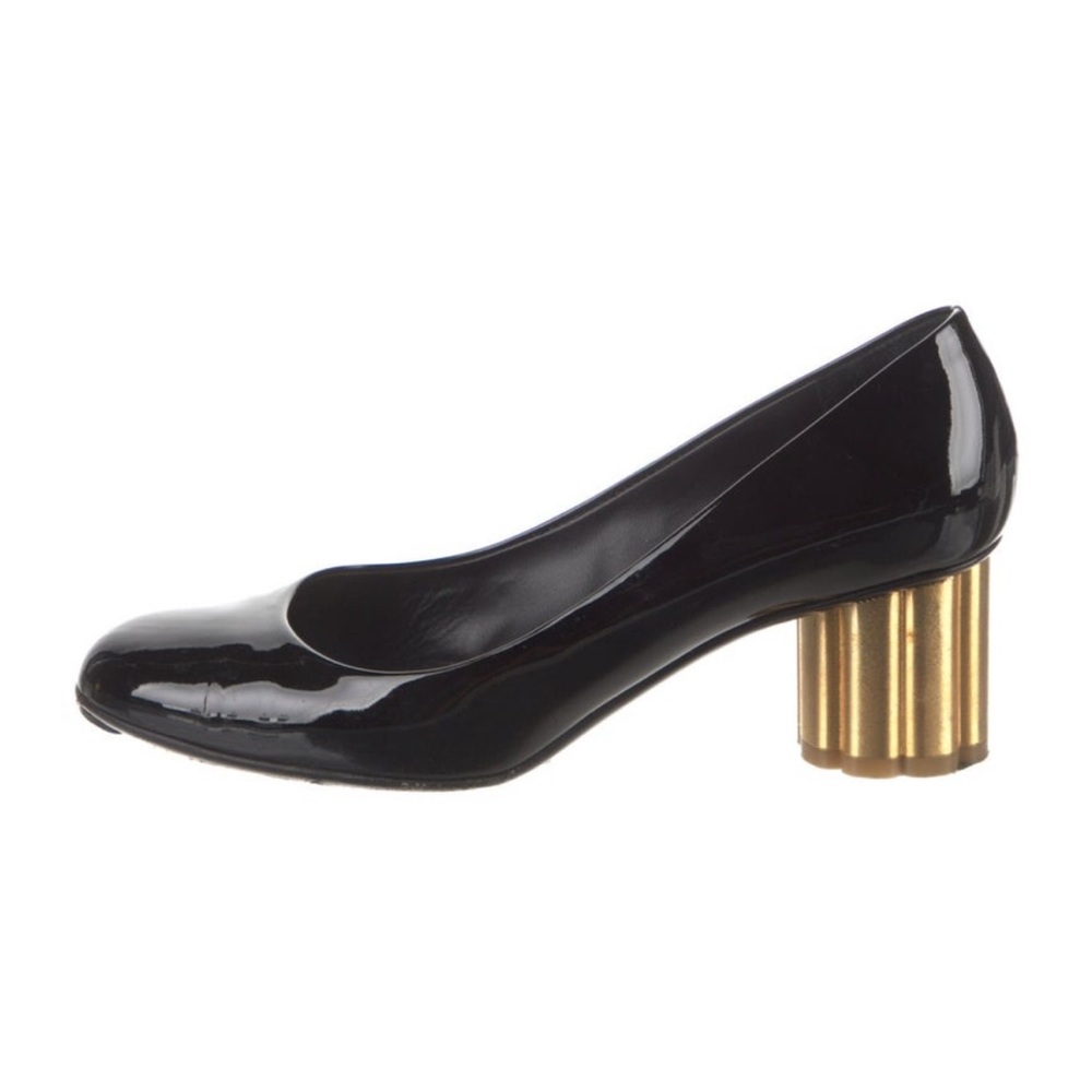 Salvatore Ferragamo Black and Gold Heels